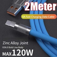 Type C Silicone Charging USB 120W 6A Super Fast Charger Cable type c
