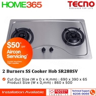 Tecno 2 Burners Stainless Steel Cooker Hob SR288SV - LPG/PUB - FREE INSTALLATION