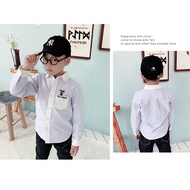 KEMEJA Korean style long-sleeved children's shirt code: H2H2 white blue color
