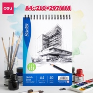 Sổ Phác Thảo Chuyên Nghiệp A3/A4/A5 Deli - Giấy Vẽ Sketchbook 40 Tờ 160 GSM Phù Hợp Vẽ Tranh Bám Chì