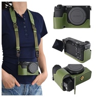 A6700 Palm Print PU Leather Case For Sony ILCE-6700 Alpha6700 Half Body Cover Camera Bag