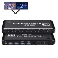 Dual Monitor HDMI KVM Switch 2x2 USB3.0 HDMI KVM Switch 2 in 2 out 4K 60Hz 2x2 Mixed Display 2 Monit