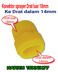 konektor sprayer drat luar 18mm ke drat dalam 14mm