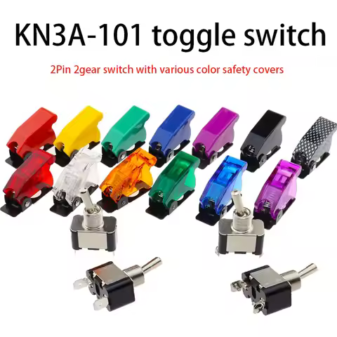 1PCS KN3A-101 toggle switch Rocker Arm 2Pin 2/gear ON-OFF With Safety Aircraft Flip Up Cover Guard R