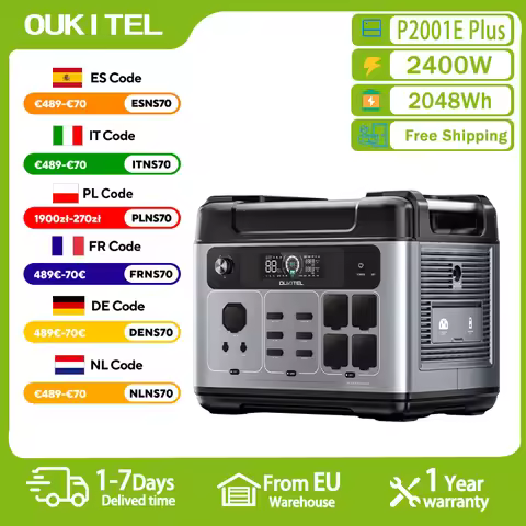 OUKITEL P2001E PLUS Portable Power Station 2400W Solar Generator 2048Wh Lifepo4 Battery Home Backup 