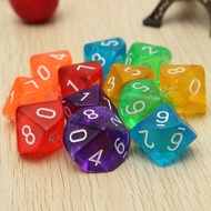 2pcs 10-Sided 0-9 Transparent Color Multi-Sided Digital Dice Ten-Sided Dice Dice Dice Dice 6 Colors