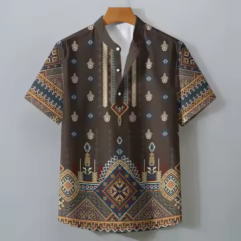 Asean Attire For Men 2025 Barong Tagalog For Men Modern Retro Ethnic Shirt For Men Business Office T