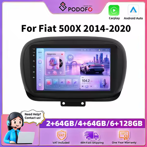 Podofo 9 "Car Radio For Fiat 500X 2014-2020 Wireless Carplay Android Auto Smart Car Systems GPS Navi