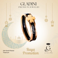 GLADINI MONIA Charm Clover Titanium Ring Cincin 100% anti Karat