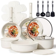 CAROTE 19pcs Pots and Pans Set, Nonstick Cookware Set Detachable Handle, Induction Kitchen Cookware 