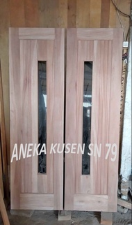 KUSEN +PINTU KUPU KUPU MODEL KACA UKURAN 120X200CM (OPENING 130X205CM) KAYU MERANTI BAYUR DAN ATAU M