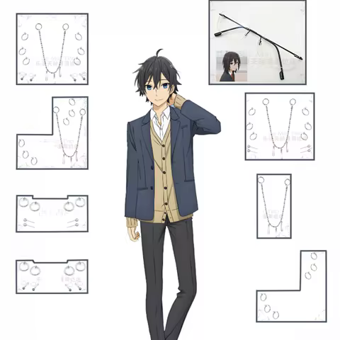 Horimiya Miyamura Izumi Cosplay Jewelry Anime Accessories Metal Earclips Ear Stud Lip Chain Glasses 
