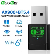Guugei AX900 Wifi 6 Mini USB Dongle Network Card Bluetooth 5.4 Receiver Dongle For Win 10/11 PC Dual