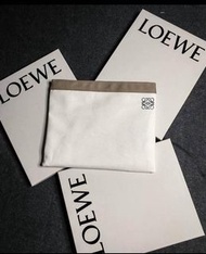 (誠可議)LOEWE手拿包 白色帆布手拿包