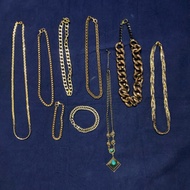 Liquidation of Japanese selection pass 2nd gold metal alloy necklace Streetwear retro hiphop Y2K war