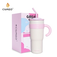 CIVAGO(23oz/40oz)แก้วเก็บความเย็นพร้อมหลอดดูด ความจุขนาดใหญ่ สเตนเลส 316 ลิตร เก็บน้ำแข็งได้