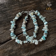 Raw Dolphin Stone Bracelet with charm - Larimar