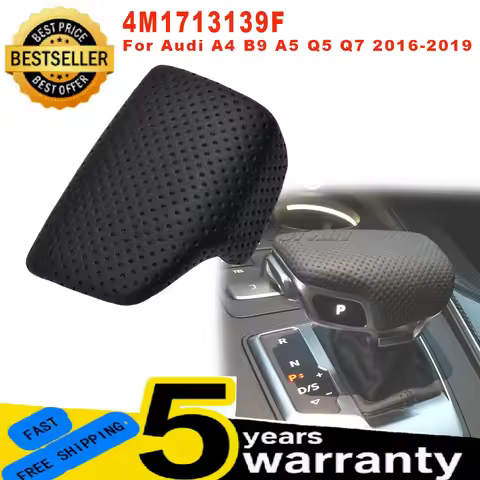 4M1713139F New Black Perforated Gear Lever Cover LHD for Audi A4 B9 A5 Q5 Q7 2016-2019 Leather Shift