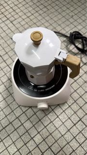 白色摩卡壺連電磁爐套裝