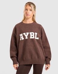 AYBL Varsity Knitted Crew Sweatshirt - Brown