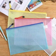 A4 / A3 Mesh Zipper Bag File Zipper, Waterproof Transparent Portable Bag ( RANDOM )