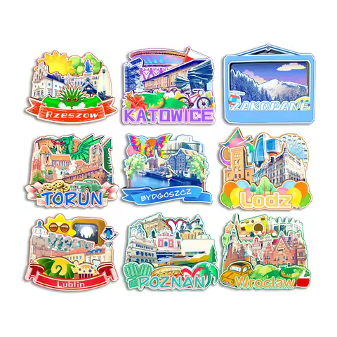 Wroclaw Poznan Lublin Lodz Torun Zakopane Katowice Rzeszow Bydgoszcz POLAND Fridge Magnet Travel Sou
