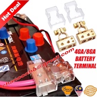 CAR BATTERY TERMINAL HEAD 4GA/8GA GOLD SILVER WIRE CLIP CRAMP WITH COVER PROTECTOR CAR AUDIO ACCS KE