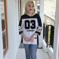 Women's oversized t-shirt with 7/ sleeves 8 baseball numbers latest sporty contemporary premium wome