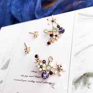 ｛ 蔚藍海鷗 ｝🌺正韓 風信子香水 藍紫水晶法朗花朵後掛式耳針🌺