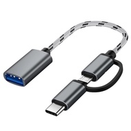 2 In 1 Type C Micro USB Male To USB 2.0 Female OTG Converter Data Sync Adapter F8PF