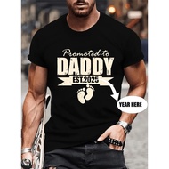 Promoted To Dad Shirt Est 2025 Tshirt, Personalised Dad Gift Tshirt, Fathers Day