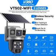 V380 Pro Three Screen CCTV Solar Outdoor Wireless Camera IP66 Waterproof 4G SIM Card Built-in Batter