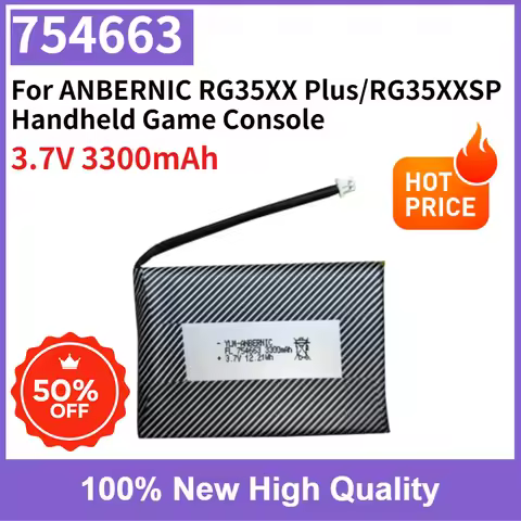 754663 High Quality Replaceable Battery 3.7V 3300mAh For ANBERNIC RG35XX Plus/RG35XXSP Handheld Game