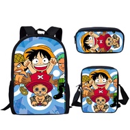 ONEPICEes cartoon school bag, OP large capacity rainproof backpack, Roger and Luffy children's bag, gift for kids, school supplies, birthday gift set of 3 Customized products