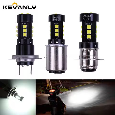 1pcs H6M P15D LED Motorcycle Headlight H7 White BA20D Bulb 3030 Chip For Scooter Moped Motor LED Hea
