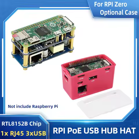 Raspberry Pi PoE Ethernet USB HUB HAT 3 x USB 2.0 Ports RJ45 802.3af RTL8152B Compatible for for Ras