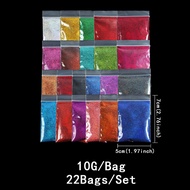 22Color/220g/7.76oz 22 Bags Holographic Nail Glitter Powder Set, Ultra Fine Iridescent Laser Shimmer