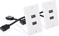 Cable Matters 2-Pack 2-Port HDMI Wall Plate in White (4K UHD, ARC, and Ethernet pass-thru support)