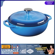 [sg stock] Lodge Enameled Cast Iron Dutch Oven, 3-Quart, Caribbean Blue