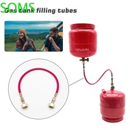 SOMS Liquefied Gas Tank Filling Bridge, Good sealing Russian standard LPG Refilling Bridge, Stove Fittings rubber Explosion-proof design red inter-cylinder transfer hose camping