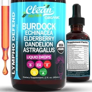 Organic Lymphatic Drainage Supplement | Lymphatic Support Drops | Burdock Root Echiea Elderberry Dan