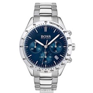 BOSS伯斯手錶 HB1513582 42mm銀圓形精鋼錶殼，寶藍色三眼， 運動錶面，金色精鋼錶帶款，找尋好久就是這款! _廠商直送