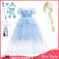 3-10 Years Frozen 2 Elsa Princess Cosplay Costume Baby Toddler Dress for Kids Girl Ball Gown Wig Crown Kids Clothes Fantasy Carnival Party Outfit