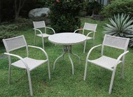 [金舒福]洞洞圓桌+火鳥椅(整組)/咖啡桌椅 庭園桌椅 陽台桌椅/民宿桌椅