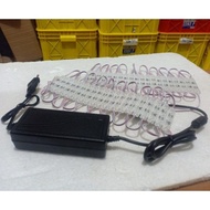 lampu LED strip Samsung modul 6m 6 meter etalase iklan toko papan nama 12v AC DC komplit adaptor