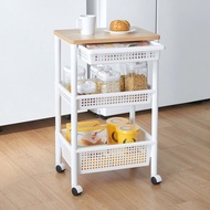 日本天馬 移動式木質頂板寬型三層收納架(附抽屜)