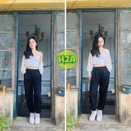 H2A Shop - alibaba pants, plain black, linen, wide fit, flared legs for both men and women 40 - 80kg