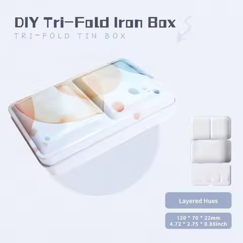 Portable Empty Metal Painting Box Foldable Watercolor Storage Watercolor Paint Box Art Supplies Box