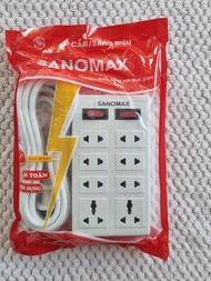 Ổ cắm điện nhiều lỗ cắm (8 lỗ - 6 lỗ) cao cấp có công tắc Sanomax dây dài 3m/ 5m - Bảo hành chính hã