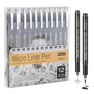 Millipen, drawing pen, set of 12, water-based, for cartoon, line diameter 0.2-3.0mm, fine line pen, 